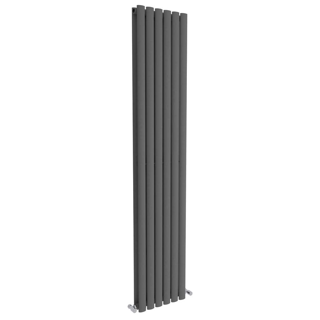 600 x 590 mm Anthracite Column Designer Radiator Horizontal Double Oval Panel