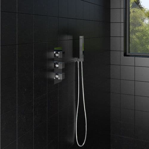 Jupiter Lusso Square Concealed TMV2 Solid Brass Triple Thermostatic Shower Mixer Valve Wras