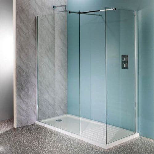 Jupiter Mercury 1700 x 800mm Walk-in Shower Wet Room Pack & Tray- 10mm Glass Panels