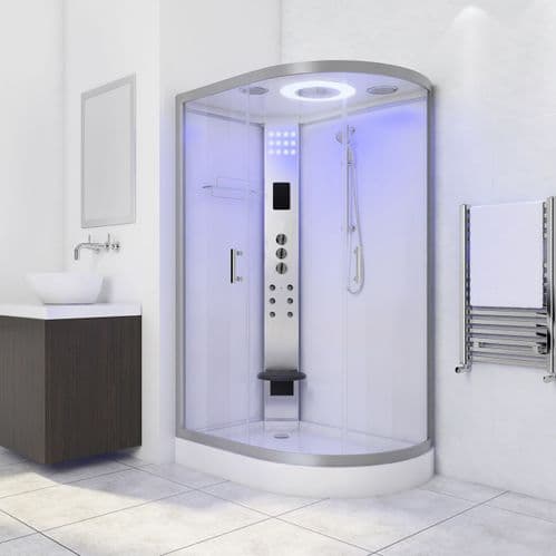 Lisna Waters LW20 1200 x 800 Hydro Shower Cabin Left Handed White Offset Quadrant Enclosure
