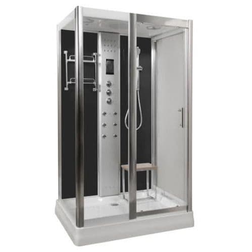Lisna Waters LW9 Black 1200mm x 900mm Steam Shower Enclosure