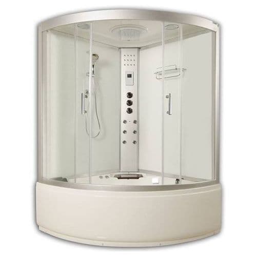 Lisna Waters LWST White Corner Steam Shower Whirlpool and Airspa Bath 1350mm x 1350mm