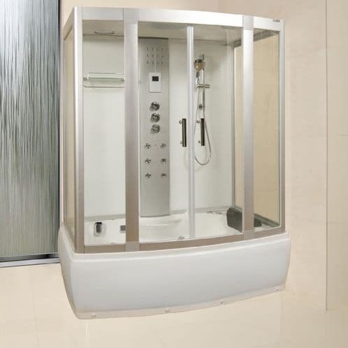 Lisna Waters LWW2 White 1500 x 900mm Steam Shower Whirlpool and Airspa Bath