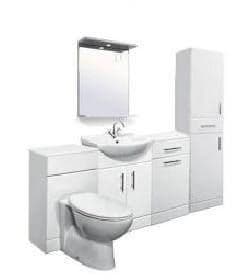 NUIE 1750mm Delaware  Bathroom Vanity 550mm White Unit 350mm Linen Basket 350mm Tallboy