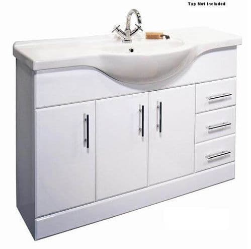 NUIE Classic 1200mm Basin Vanity Unit Gloss White Bathroom Furniture