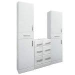 NUIE Delaware  1300mm Double 350mm Tallboy White Bathroom Cupboard & 300mm Drawer Unit