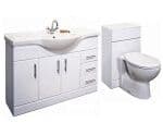 NUIE Delaware Classic 1700mm Furniture Bathroom Cloakroom White Vanity Unit Pack