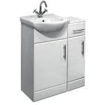 NUIE Delaware Classic 700mm Bathroom Furniture Single Basin White Vanity Unit & Cupboard Units