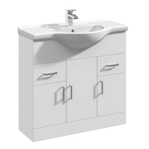 NUIE Delaware White Vanity Unit with Basin W850 x D330mm - VTY850