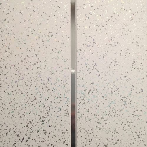 White Sparkle Embedded Silver V Groove Shower Wall Panels - W250mm x H2600mm 4 Pack 8mm Thick