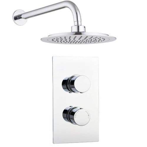 Barcelona Modern Round Twin Concealed Thermostatic Shower Mixer Valve and Shower Head Kit