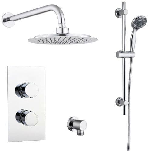 Barcelona Round Twin with Diverter TMV2 Concealed Thermostatic Shower Valve Head & Slide Rail Kit