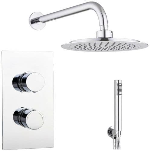 Barcelona Round Twin with Diverter TMV2 Concealed Thermostatic Shower Valve Shower Head  & Handset