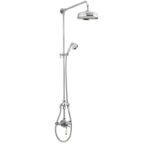 Bliss Chrome Traditional TMV2 Thermostatic Fixed Head Shower and Riser Rail and Detachable Head
