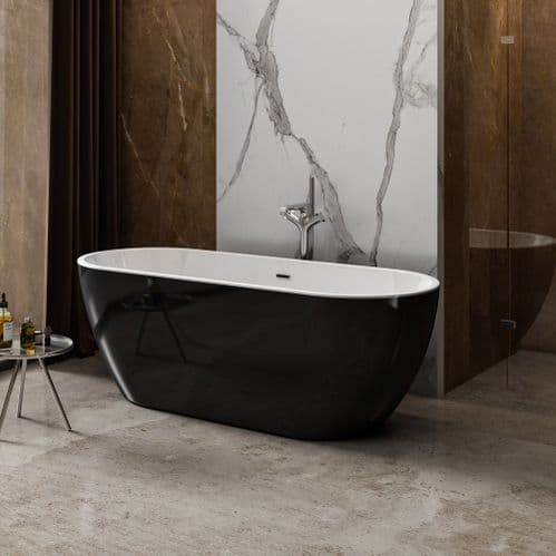 Charlotte Edwards Gloss Black 1500mm Belgravia Contemporary Small Freestanding Bath
