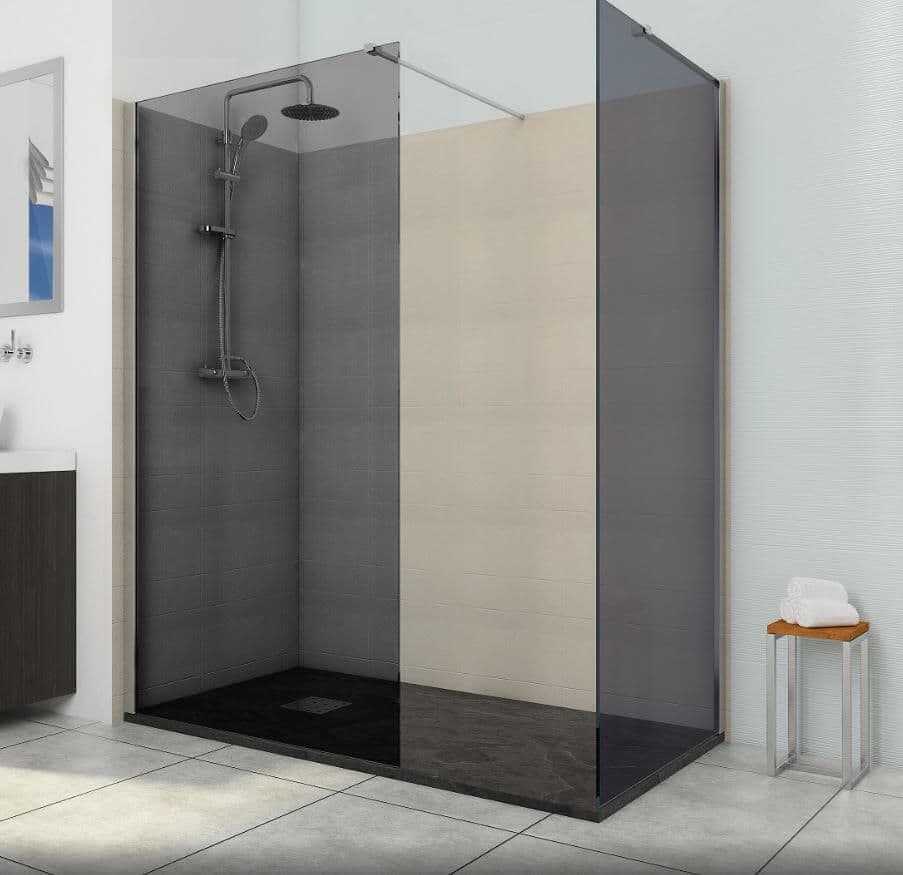 Wet Room Walk in Shower Enclosure 8mm Glass Screen Cubicle Stone Tray Side Panel