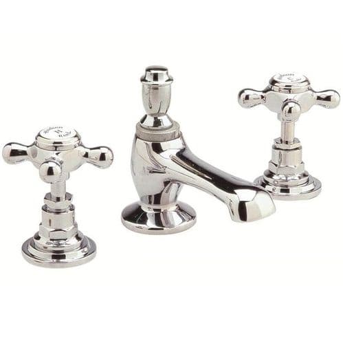 Hudson Reed Chrome Topaz 3 Tap Hole Basin Mixer with Pop Up Waste