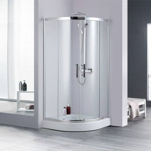 Jupiter Clarence 760mm x 760mm Small Quadrant Shower Enclosure with Shower Tray and Waste Pack