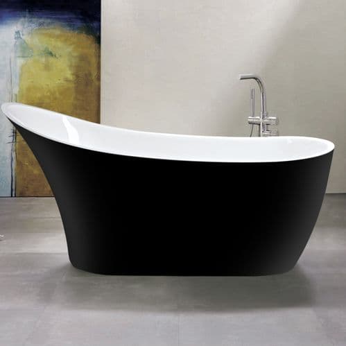 Jupiter Porto 1680mm Gloss Black Freestanding Bath Slipper Single Ended