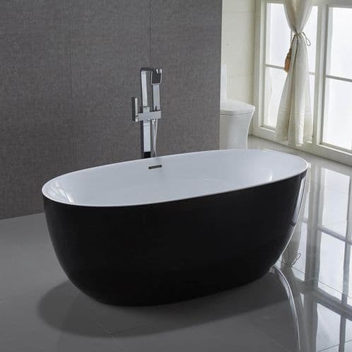 Jupiter Venice Plus Black 1500mm x 800mm Double Ended Small Freestanding Bath