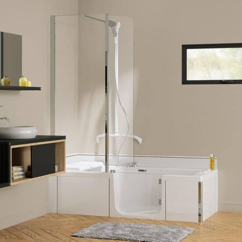 Kineduo White 1700mm x 750mm Right Handed Easy Access Shower Walk in Bath