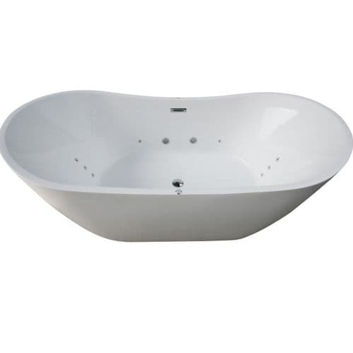 Lisna Waters Grace White 1800mm x 900mm 12 Spa Jets Double Ended Freestanding Baths Whirlpool Bath