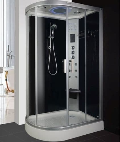Lisna Waters LW20 Black 1200 x 800 Hydro Shower Cabin Right Handed Offset Quadrant Enclosure
