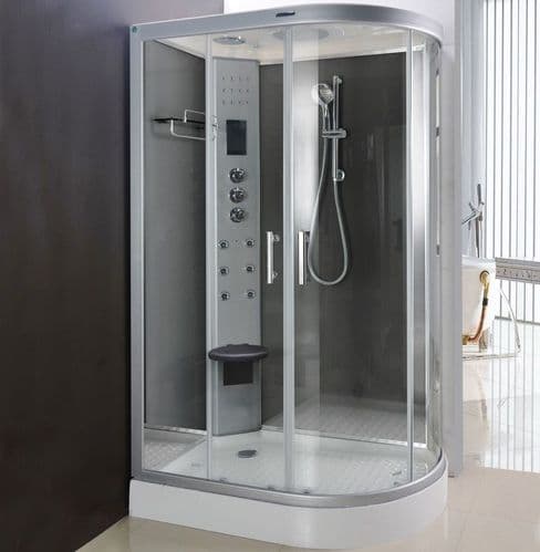 Lisna Waters LW20 Mirror 1200 x 800 Hydro Shower Cabin Left Handed Offset Quadrant Enclosure