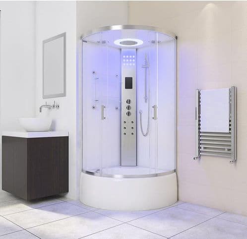 Lisna Waters LW4 900mm x 900mm White Quadrant Steam Shower