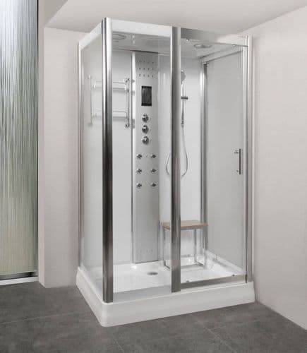 Lisna Waters LW9 White 1200mm x 900mm Steam Shower Enclosure
