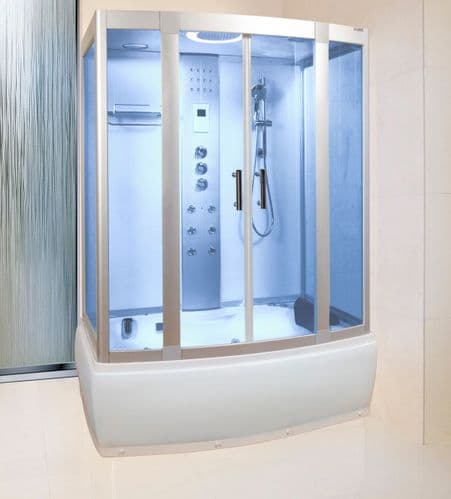 Lisna Waters LWW2 White 1500 x 900mm Steam Shower Whirlpool and Airspa Bath
