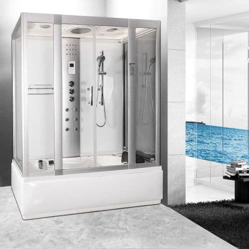 Lisna Waters LWW5 1600mm x 850mm Steam Shower Cabin Whirlpool and Airspa Bath - White