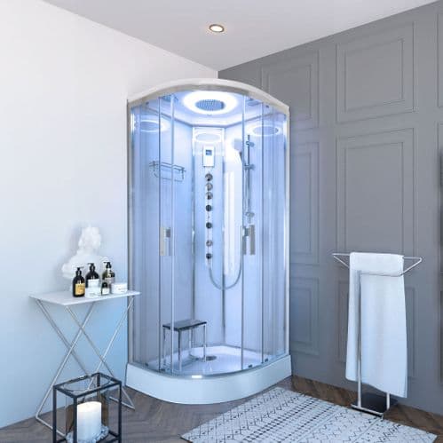 Lisna Waters Mayfair-AU 1000 x 1000 Hydro Shower Cabin  TMV2 Thermostatic Approved Polished Silver