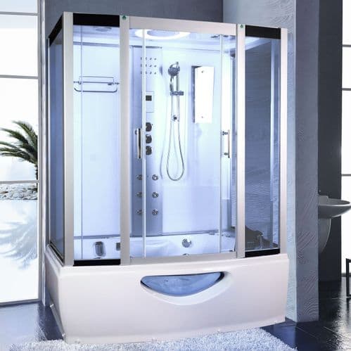 Lisna Waters Ohio 1670 x 850mm White Steam Shower Whirlpool and Airspa Bath