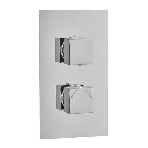 Madrid Square Twin with Diverter TMV2 Concealed Thermostatic Shower Valve WRAS Chrome Brass