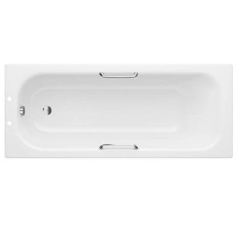 Moods 1700mm Steel Single Ended Bath with Twin Grips and 2 Tap Holes - QKL225