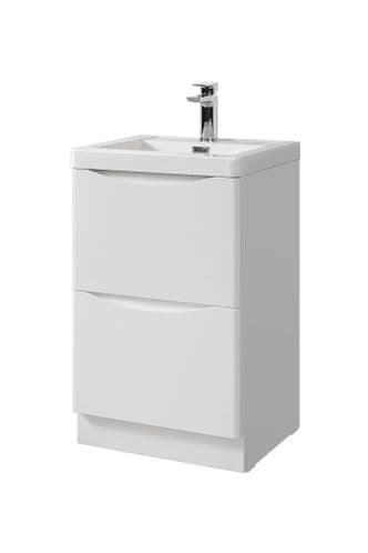 Naples Smile White 500mm Floor Standing Vanity Unit with  BasinTwo Drawer