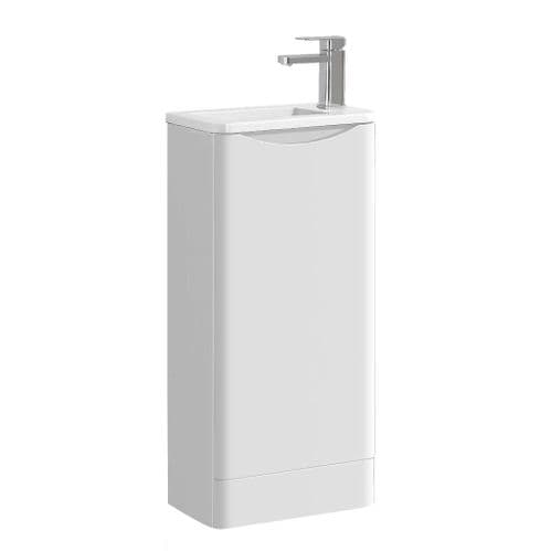 Naples White 400mm Free Floor Cloakroom Standing Vanity Unit with Basin