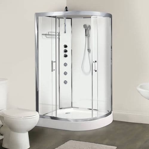 Opus iLock Left Hand Hydro Massage Shower Cabin 1200mm x 800mm Polar White Glass - 20 Minute Build