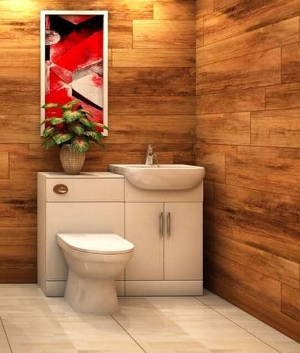 Saturn White Gloss 1050mm Bathroom Vanity WC Unit Furniture inc BTW Toilet