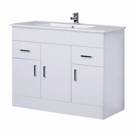 Turin Bathroom Vanity Unit 1000 mm High Gloss White With Basin Unit Minimalist