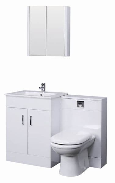 Combination Basin & WC Vanity Units: Turin Gloss White Cloakroom Suite  from Premier