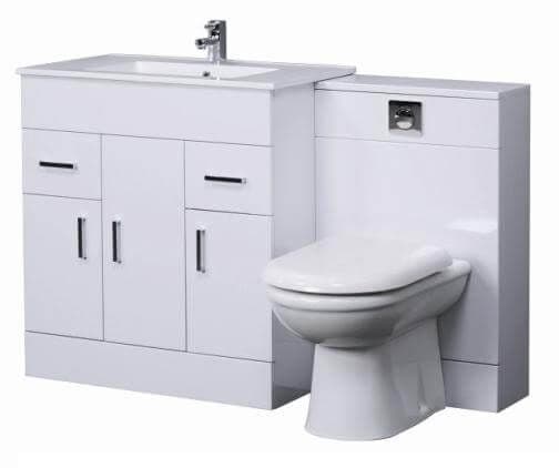 Combination Basin & WC Vanity Units: Turin Gloss White Cloakroom Suite 800mm  from Premier