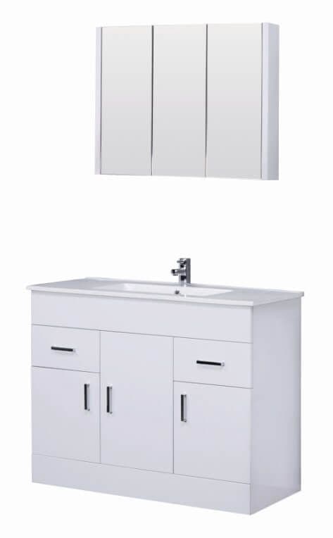 1000mm Vanity Units Turin White Gloss, Vanity Mirror Set Bathroom