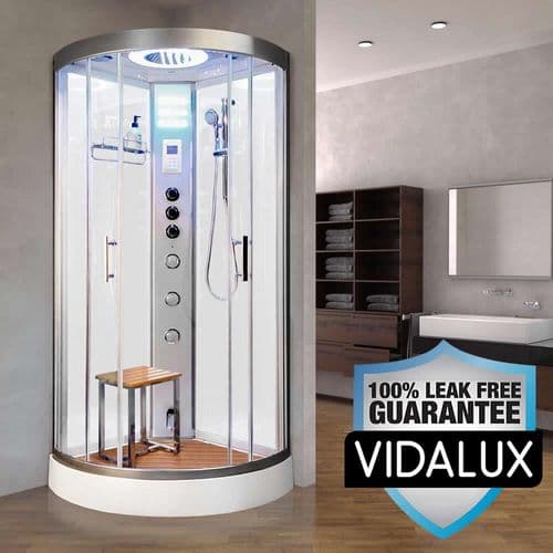 Vidalux Essence Steam Shower 800mm x 800mm White Quadrant Cubicle